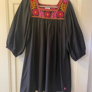 Mi Golondrina Marta Dress with embroidered flowers